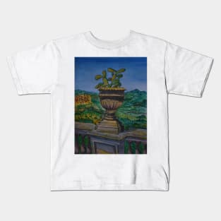 Watercolor Sketch. A View of Central Sicily from Belvedere Park of Enna 2019 Kids T-Shirt